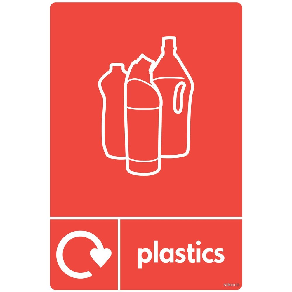 WRAP Recycling Signs - Recycle Now Signs - Self Adhesive Vinyl Sticker (A5 148 x 210mm, Plastics)