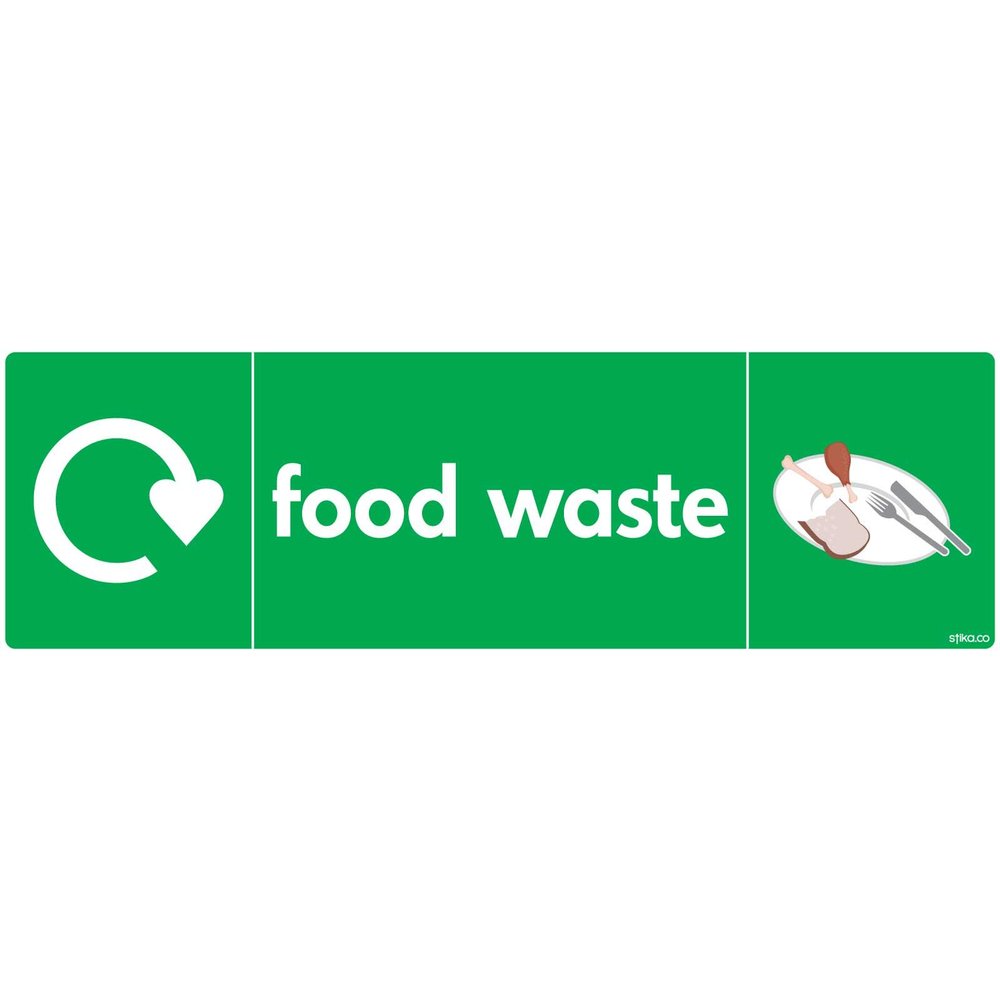 WRAP Recycling Signs - Recycle Now Signs - Self Adhesive Vinyl Sticker (200 x 60mm, Food Waste)