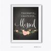 Andaz Press Chalkboard Floral Thanksgiving Fall Autumn Party Collection, Thankful Grateful Blessed Party Sign, 8.5 x 11-inch, 1-Pack, Home Kitchen Wall Art Housewarming Gift view 1