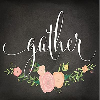 Andaz Press Chalkboard Floral Thanksgiving Fall Autumn Party Collection, Gather Party Sign, 8.5 x 11-inch, 1-Pack, Home Kitchen Wall Art Housewarming Gift