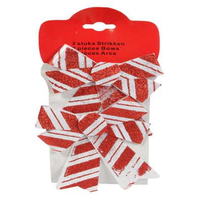 78627 Christmas Bow-White/Red (Pack of 2)
