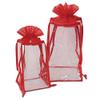 12ea - 6 X 6 X 10 Red Organza & Clr Vinyl Bags Width 6" view 1