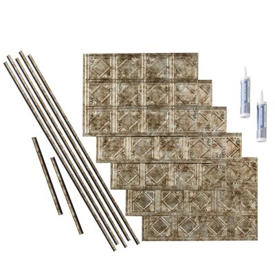 FASDE Traditional Style/Pattern 4 Decorative Vinyl Backsplash 15 sq ft Kit in Bermuda Bronze