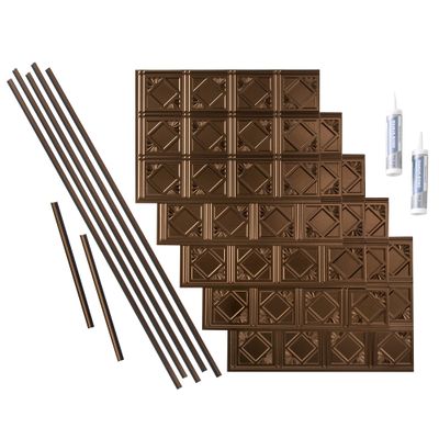 FASDE Traditional Style/Pattern 4 Decorative Vinyl Backsplash 15 sq ft Kit in Oil-Rubbed Bronze