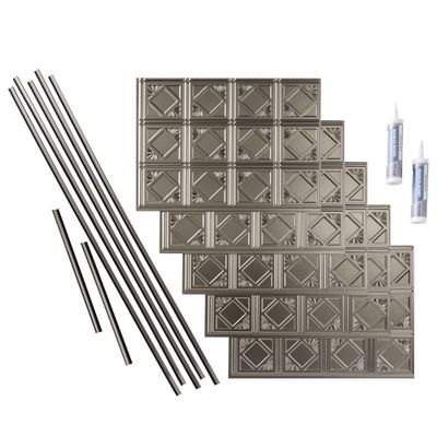 FASDE Traditional Style/Pattern 4 Decorative Vinyl Backsplash 15 sq ft Kit in Brushed Nickel
