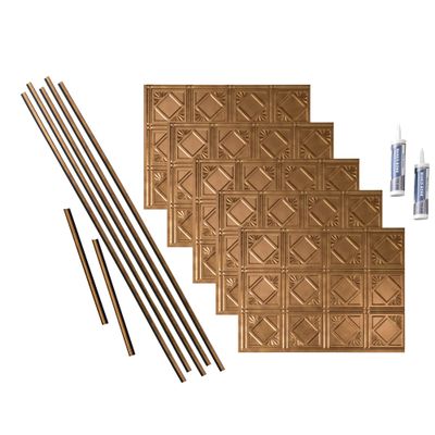 FASDE Traditional Style/Pattern 4 Decorative Vinyl Backsplash 15 sq ft Kit in Antique Bronze