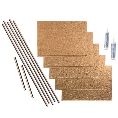 FASDE Hammered Decorative Vinyl Backsplash 15 sq ft Kit in Polished Copper