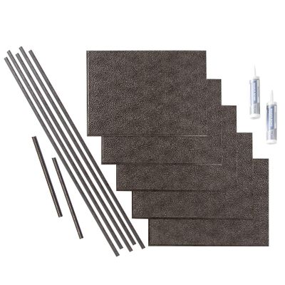 FASDE Hammered Decorative Vinyl Backsplash 15 sq ft Kit in Smoked Pewter