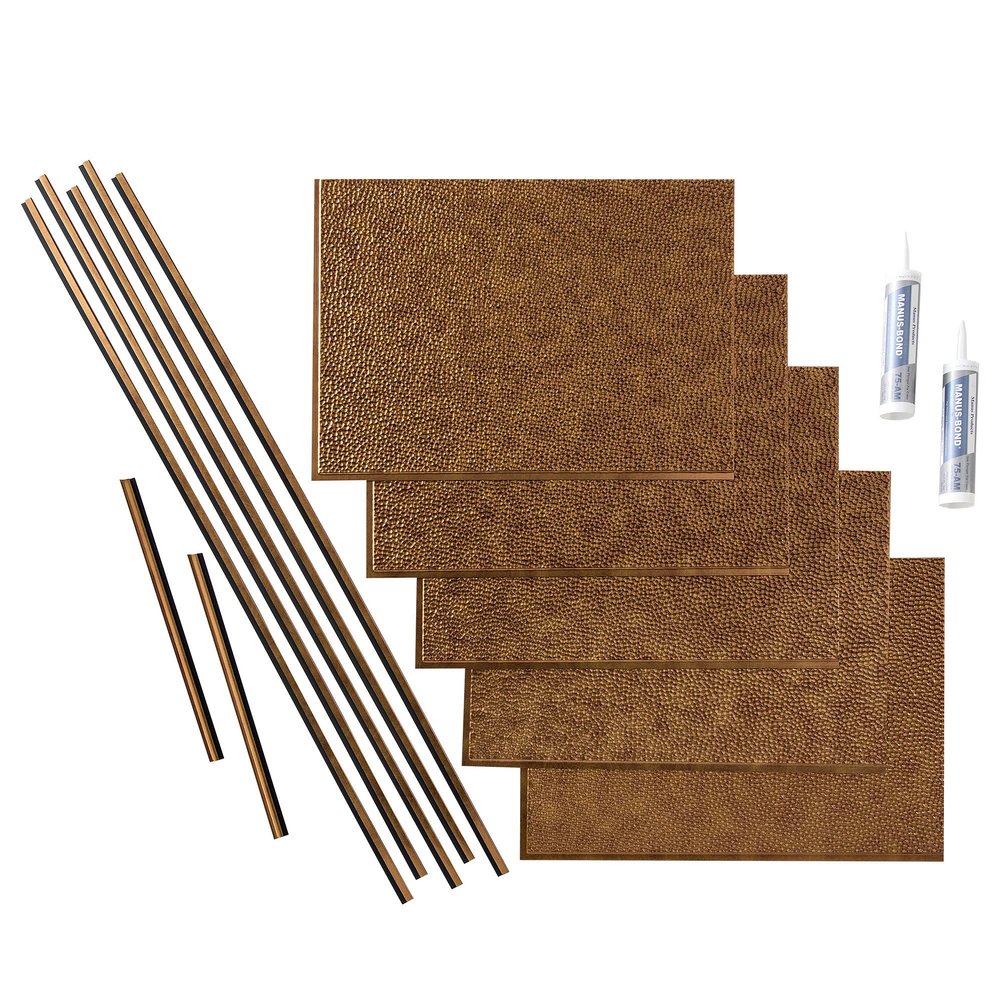 FASDE Hammered Decorative Vinyl Backsplash 15 sq ft Kit in Antique Bronze