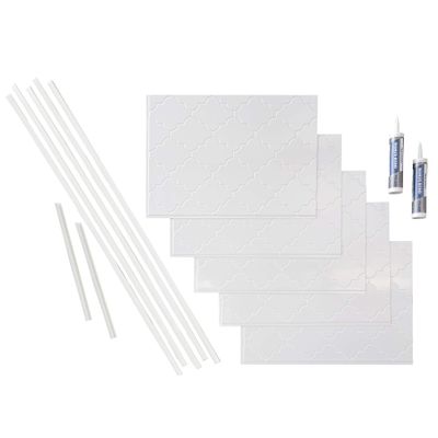 FASDE Monaco Decorative Vinyl Backsplash 15 sq ft Kit in Gloss White