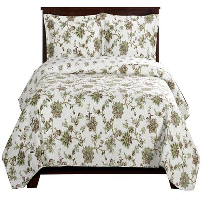 7- Pcs Bed Spread Set- Full -Carrie-Printed Quilted Wrinkle-Free Microfiber Includes 3-Pcs Coverlets Set and 4-Pcs Sheet Set