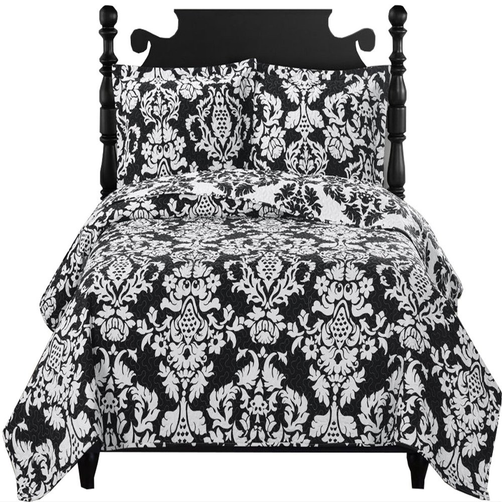 7- Pcs Bed Spread Set- Full -Catherine-Printed Quilted Wrinkle-Free Microfiber Includes 3-Pcs Coverlets Set and 4-Pcs Sheet Set