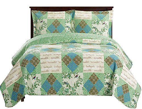 7- Pcs Bed Spread Set- King -Davina-Printed Quilted Wrinkle-Free Microfiber Includes 3-Pcs Coverlets Set and 4-Pcs Sheet Set