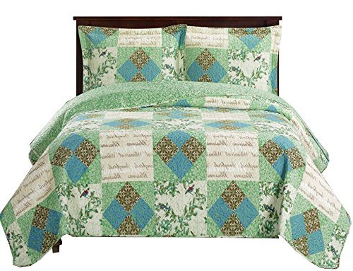 7- Pcs Bed Spread Set- King -Davina-Printed Quilted Wrinkle-Free Microfiber Includes 3-Pcs Coverlets Set and 4-Pcs Sheet Set