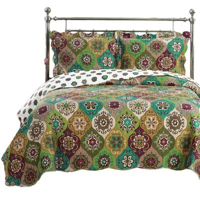 7- Pcs Bed Spread Set- Full -Bonnie-Printed Quilted Wrinkle-Free Microfiber Includes 3-Pcs Coverlets Set and 4-Pcs Sheet Set