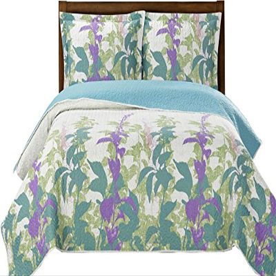 7- Pcs Bed Spread Set- Full -Freya-Printed Quilted Wrinkle-Free Microfiber Includes 3-Pcs Coverlets Set and 4-Pcs Sheet Set