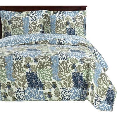 7- Pcs Bed Spread Set- Full -Elena-Printed Quilted Wrinkle-Free Microfiber Includes 3-Pcs Coverlets Set and 4-Pcs Sheet Set