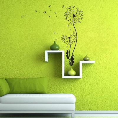 MairGwall Nursery Girl Room Wall Decal Dandelion Flower Art Sticker Home Decor (Large,Black)
