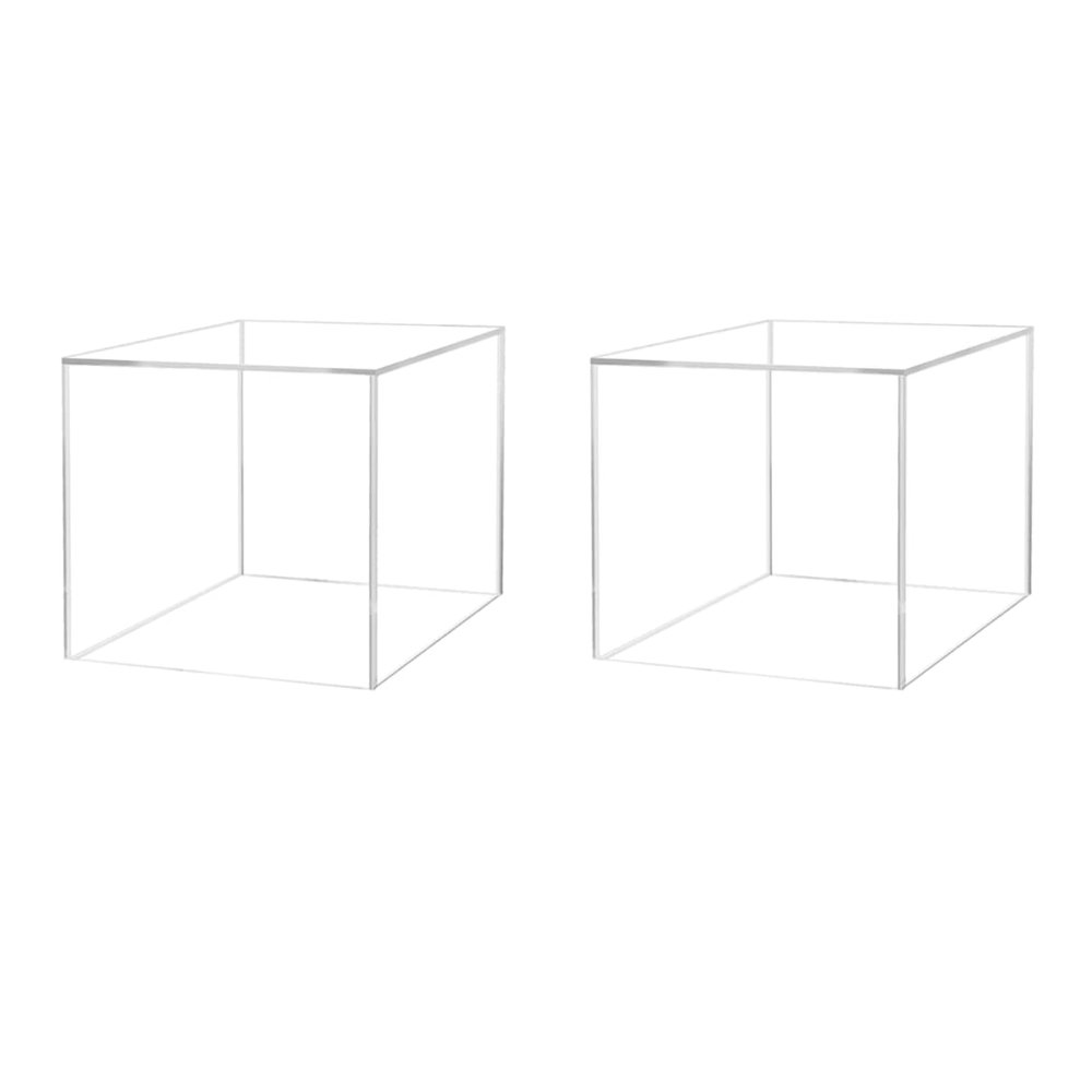 2 Pack 6" Acrylic Display Riser Box with One Open Side No Lid Versatile Clear Square Retail Product Platform and Merchandise Storage Bin by Marketing Holders