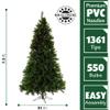 Fraser Hill Farm 7.5-Feet Pre-Lit Canyon Pine Green Artificial Christmas Tree with Dual Multicolor & Warm White LED Lights, Traditional Silhouette, Light Show, Realistic Foliage view 4