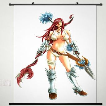 Fairy Tail Wall Scroll Poster Fabric Painting for Anime Erza Scarlet 172 L