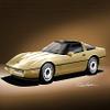 1984 - 1990 CORVETTE COUPE GOLD - ART PRINT POSTER BY ARTIST DANNY WHITFIELD - SIZE 20 X 30 view 1