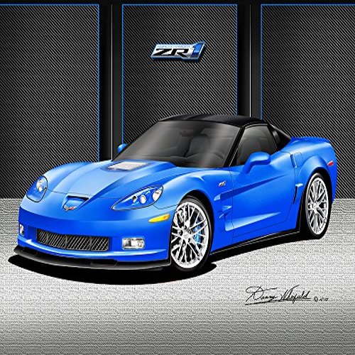 2012 Corvette ZR-1 Coupe - BLUVE Devil- Art Print Poster by Artist Danny Whitfield - Size 20 X 30