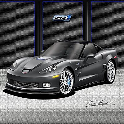 2012 CORVETTE ZR-1 COUPE - CYBER GRAY - ART PRINT POSTER BY ARTIST DANNY WHITFIELD - SIZE 20 X 30