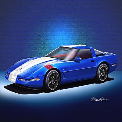 1996 CORVETTE GRAND SPORT COUPE - ART PRINT POSTER BY ARTIST DANNY WHITFIELD - SIZE 20 X 30