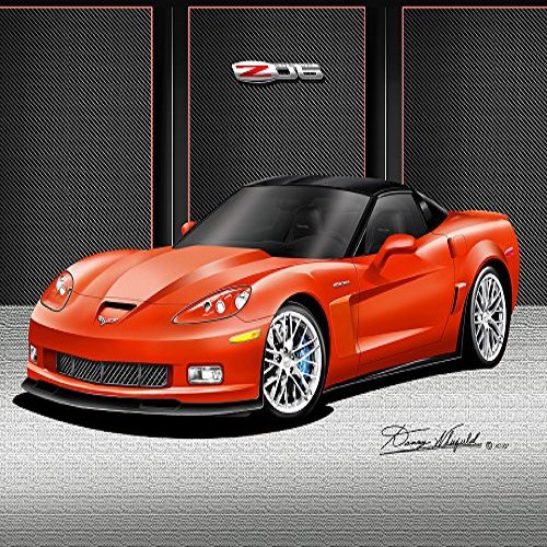 2012 CORVETTE Z06 COUPE - INFERNO ORANGE- ART PRINT POSTER BY ARTIST DANNY WHITFIELD - SIZE 20 X 30