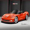 2012 CORVETTE Z06 COUPE - INFERNO ORANGE- ART PRINT POSTER BY ARTIST DANNY WHITFIELD - SIZE 20 X 30 view 1