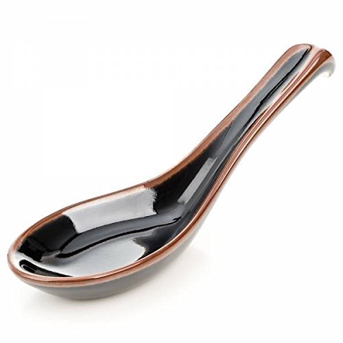 Black Ceramic Japanese Soup Spoon