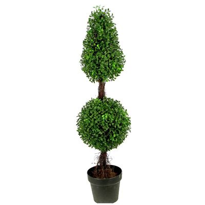 Admired by Nature 26" Artificial Topiary 2 Ball Shape Boxwood Topiary with Planter - For Home Decor, Offices, Indoor Outdoor Display - Green/Green Pot