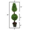 Admired by Nature 26" Artificial Topiary 2 Ball Shape Boxwood Topiary with Planter - For Home Decor, Offices, Indoor Outdoor Display - Green/Green Pot view 2