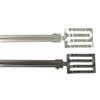 Adjustable Single Curtain Rod 50-82" - Modern Silver Finish with Horizontal Slatted Finial Design and 3/4" Diameter view 2