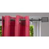 Adjustable Single Curtain Rod 50-82" - Modern Silver Finish with Horizontal Slatted Finial Design and 3/4" Diameter view 3
