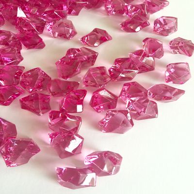 Crystal Acrylic Ice Rock Vase Gems or Table Scatters 8 lbs, Clear or Colored (Medium, Pink Plum)