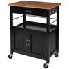 eHemco Kitchen Island Cart on Wheels with Drawer, Storage Cabinet, Shelf and Natural Bamboo Top Butcher Block, Black Base view 1