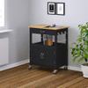 eHemco Kitchen Island Cart on Wheels with Drawer, Storage Cabinet, Shelf and Natural Bamboo Top Butcher Block, Black Base view 2