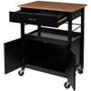 eHemco Kitchen Island Cart on Wheels with Drawer, Storage Cabinet, Shelf and Natural Bamboo Top Butcher Block, Black Base view 3