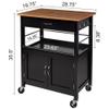 eHemco Kitchen Island Cart on Wheels with Drawer, Storage Cabinet, Shelf and Natural Bamboo Top Butcher Block, Black Base view 4