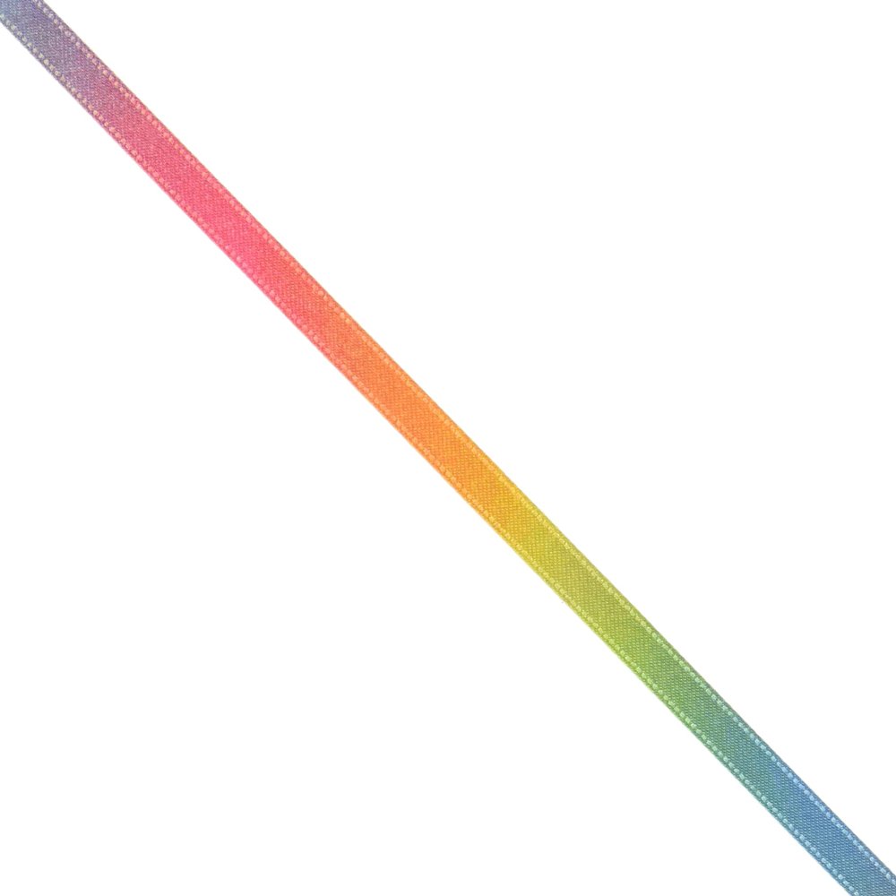 Konishi Ribbon KR3571-6MM-0 Rainbow Pattern, Double Satin Ribbon, 0.2 inch (6 mm) Width x 98.4 ft (30 m) Roll