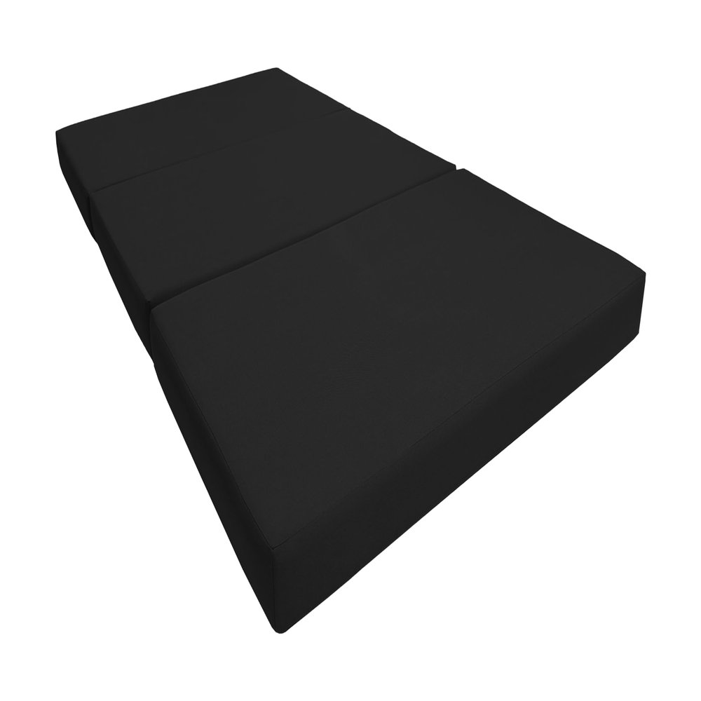 D&D Futon Furniture Portable Trifold Mattress, Foldable Foam Mattresses Small Space Saving Guest, Floor Fold Out Bed Ottoman, 4 inch Folding Cushion Pad Camping RV (Twin Size 4x39x75, Black)