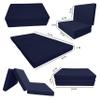 D&D Futon Furniture Portable Trifold Mattress, Foldable Foam Mattresses Small Space Saving Guest, Floor Fold Out Bed Ottoman, 4 inch Folding Cushion Pad Camping RV (Twin Size 4x39x75, Navy Blue) view 2