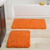 2 Piece Bathroom Rug Set - 32x21 Inch and 24x17 Inch Memory Foam Bath Mats with Chenille Shag Top for Stylish Bathroom Decor - Machine Washable Bath Rugs Set of 2 by Lavish Home (Orange) view 1