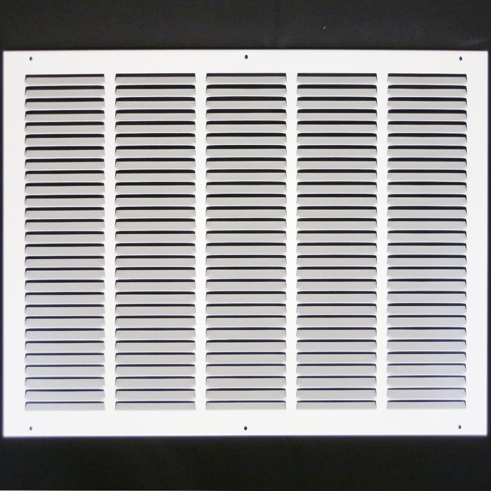HVAC Premium 26'' x 14'' [Duct Opening] Flat Stamped Steel Return Air Grille - Sidewall and Ceiling - HVAC Vent Duct Cover - White [Outer Dimensions: 27.75''w X 15.75''h]