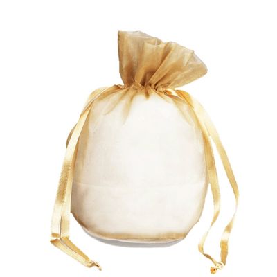 FavorOnline Large Size Gusset Organza Bags Gold 10" x 5.5 x 2 - Set of 10