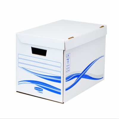 Fellowes Basic Flip Top Banker Box Manual Assembly  Blue/White Set of 5 White/Blue