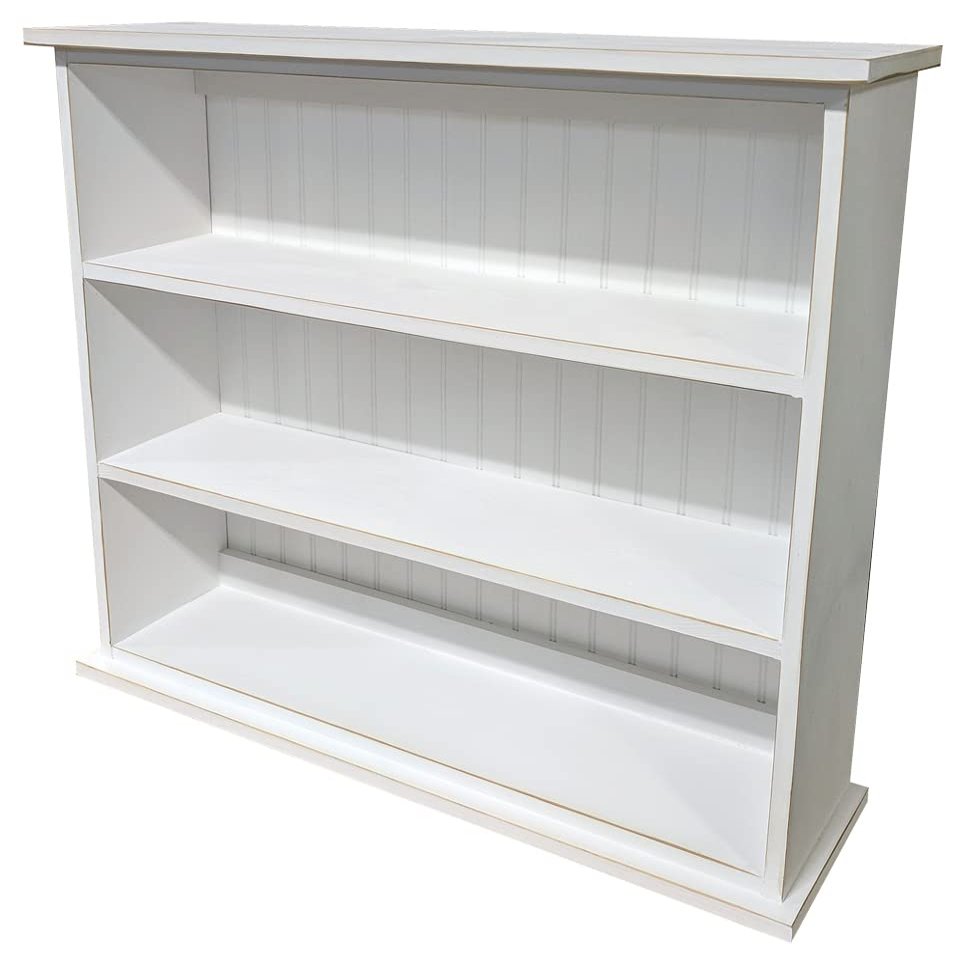 Sawdust City Pine Bookcase with 3 Shelves (Old - Cottage White)