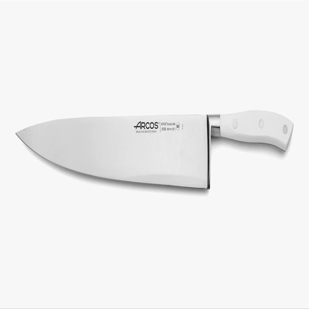 Arcos Forged Professional Chef Knife 12 Inch Stainless Steel. Cooking Knife for Cutting and Peeling Food. Ergonomic Polyoxymethylene Handle and 300mm Blade. Series Riviera. Color White